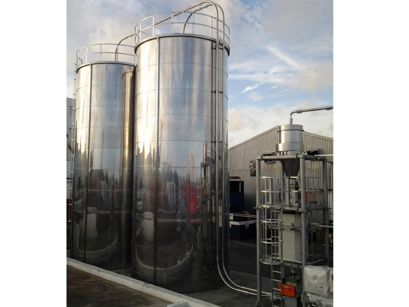 Bolted stainless steel silo 100 tons