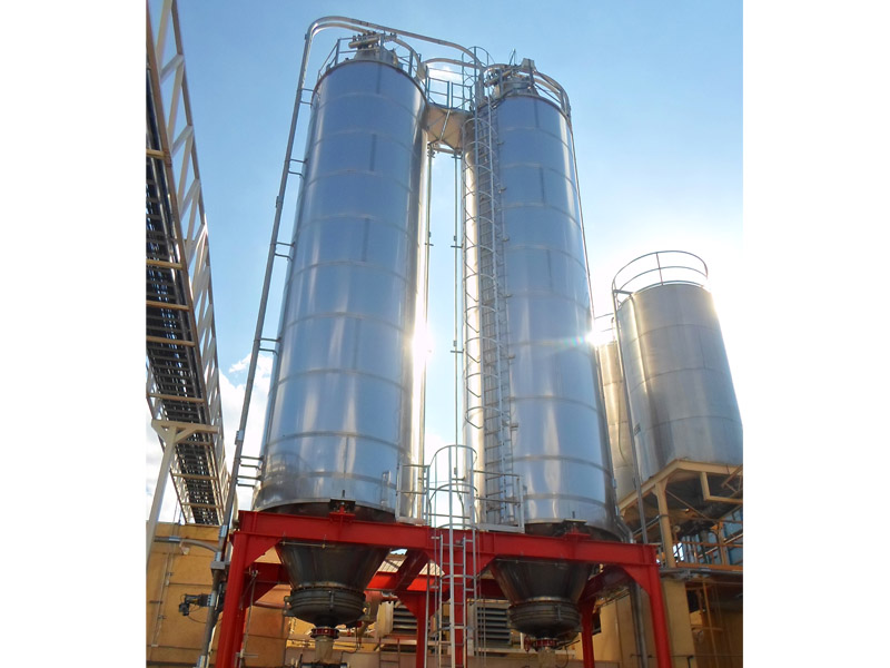 Welded stainless steel silo + support structure